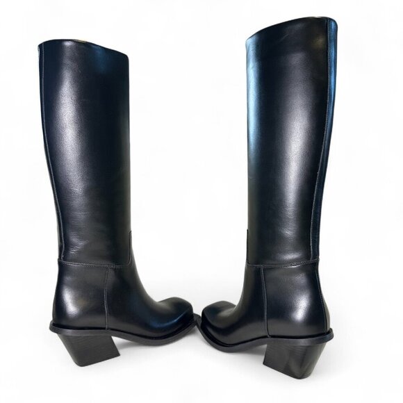 Gia Borghini Ginevra Blondine Texan Leather Knee High Black Boot EU 38 NIB - Picture 9 of 16